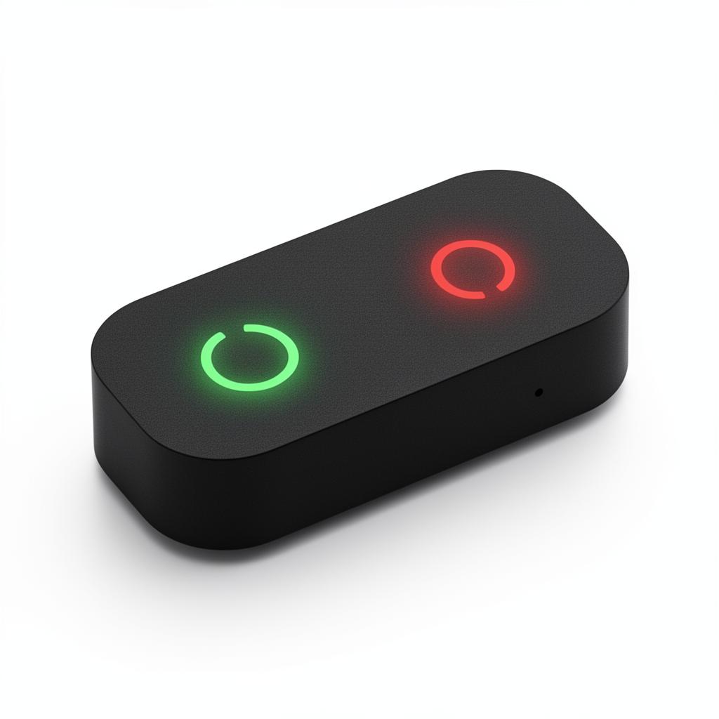 Hub ONDALARM en noir mat avec indicateurs lumineux vert et rouge